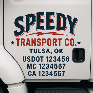 Custom Designed USDOT (DOT) Truck Door Lettering Decal Signs | Graphic Designed USDOT Lettering For Semi-Trucks, Work Trucks & Box Trucks | Add Your Trucking Name, USDOT, MC, CA, KYU, GVW & VIN (2-Pack)
