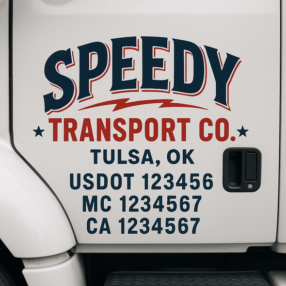 Custom Designed USDOT (DOT) Truck Door Lettering Decal Signs | Graphic Designed USDOT Lettering For Semi-Trucks, Work Trucks & Box Trucks | Add Your Trucking Name, USDOT, MC, CA, KYU, GVW & VIN (2-Pack)