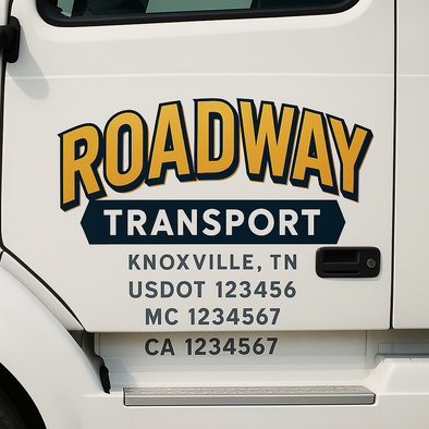Custom Designed USDOT (DOT) Truck Door Lettering Decal Signs | Graphic Designed USDOT Lettering For Semi-Trucks, Work Trucks & Box Trucks | Add Your Trucking Name, USDOT, MC, CA, KYU, GVW & VIN (2-Pack)
