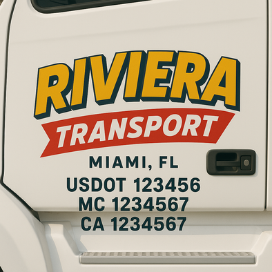 Custom Designed USDOT (DOT) Truck Door Lettering Decal Signs | Graphic Designed USDOT Lettering For Semi-Trucks, Work Trucks & Box Trucks | Add Your Trucking Name, USDOT, MC, CA, KYU, GVW & VIN (2-Pack)