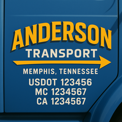 Custom Designed USDOT (DOT) Truck Door Lettering Decal Signs | Graphic Designed USDOT Lettering For Semi-Trucks, Work Trucks & Box Trucks | Add Your Trucking Name, USDOT, MC, CA, KYU, GVW & VIN (2-Pack)