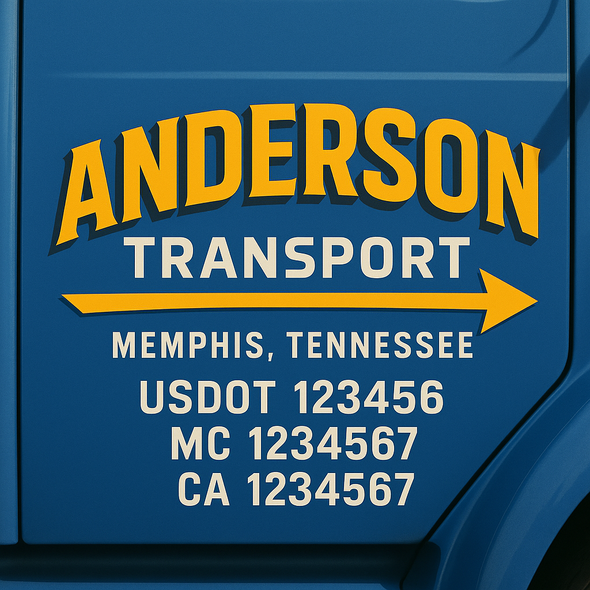 Custom Designed USDOT (DOT) Truck Door Lettering Decal Signs | Graphic Designed USDOT Lettering For Semi-Trucks, Work Trucks & Box Trucks | Add Your Trucking Name, USDOT, MC, CA, KYU, GVW & VIN (2-Pack)