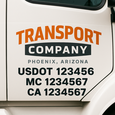 Custom Designed USDOT (DOT) Truck Door Lettering Decal Signs | Graphic Designed USDOT Lettering For Semi-Trucks, Work Trucks & Box Trucks | Add Your Trucking Name, USDOT, MC, CA, KYU, GVW & VIN (2-Pack)