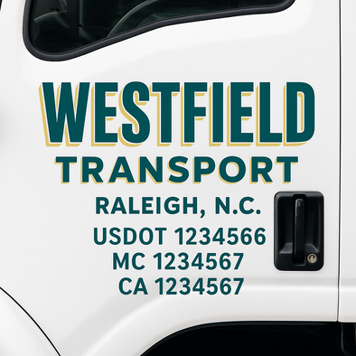 Custom Designed USDOT (DOT) Truck Door Lettering Decal Signs | Graphic Designed USDOT Lettering For Semi-Trucks, Work Trucks & Box Trucks | Add Your Trucking Name, USDOT, MC, CA, KYU, GVW & VIN (2-Pack)