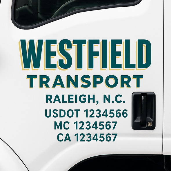 Custom Designed USDOT (DOT) Truck Door Lettering Decal Signs | Graphic Designed USDOT Lettering For Semi-Trucks, Work Trucks & Box Trucks | Add Your Trucking Name, USDOT, MC, CA, KYU, GVW & VIN (2-Pack)
