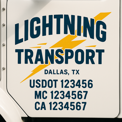 Custom Designed USDOT (DOT) Truck Door Lettering Decal Signs | Graphic Designed USDOT Lettering For Semi-Trucks, Work Trucks & Box Trucks | Add Your Trucking Name, USDOT, MC, CA, KYU, GVW & VIN (2-Pack)