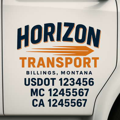 Custom Designed USDOT (DOT) Truck Door Lettering Decal Signs | Graphic Designed USDOT Lettering For Semi-Trucks, Work Trucks & Box Trucks | Add Your Trucking Name, USDOT, MC, CA, KYU, GVW & VIN (2-Pack)