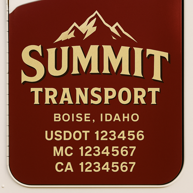 Custom Designed USDOT (DOT) Truck Door Lettering Decal Signs | Graphic Designed USDOT Lettering For Semi-Trucks, Work Trucks & Box Trucks | Add Your Trucking Name, USDOT, MC, CA, KYU, GVW & VIN (2-Pack)