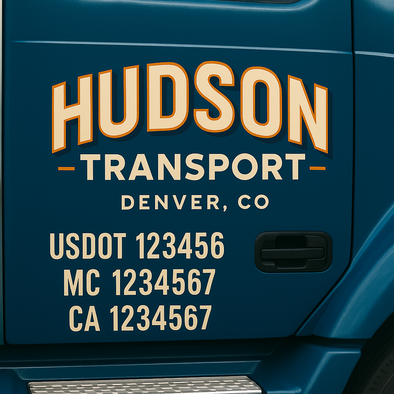 Custom Designed USDOT (DOT) Truck Door Lettering Decal Signs | Graphic Designed USDOT Lettering For Semi-Trucks, Work Trucks & Box Trucks | Add Your Trucking Name, USDOT, MC, CA, KYU, GVW & VIN (2-Pack)