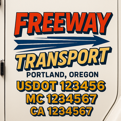 Custom Designed USDOT (DOT) Truck Door Lettering Decal Signs | Graphic Designed USDOT Lettering For Semi-Trucks, Work Trucks & Box Trucks | Add Your Trucking Name, USDOT, MC, CA, KYU, GVW & VIN (2-Pack)