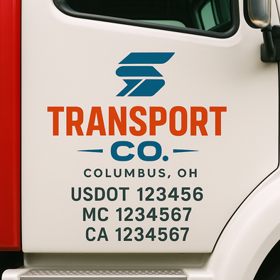 Custom Designed USDOT (DOT) Truck Door Lettering Decal Signs | Graphic Designed USDOT Lettering For Semi-Trucks, Work Trucks & Box Trucks | Add Your Trucking Name, USDOT, MC, CA, KYU, GVW & VIN (2-Pack)