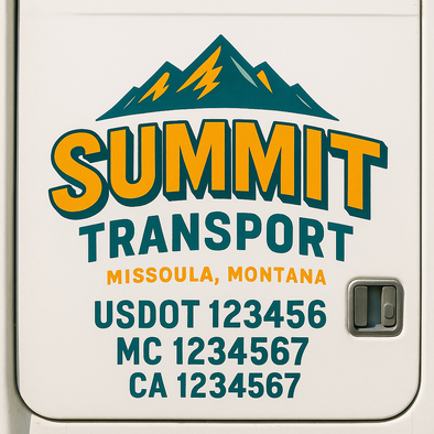 Custom Designed USDOT (DOT) Truck Door Lettering Decal Signs | Graphic Designed USDOT Lettering For Semi-Trucks, Work Trucks & Box Trucks | Add Your Trucking Name, USDOT, MC, CA, KYU, GVW & VIN (2-Pack)