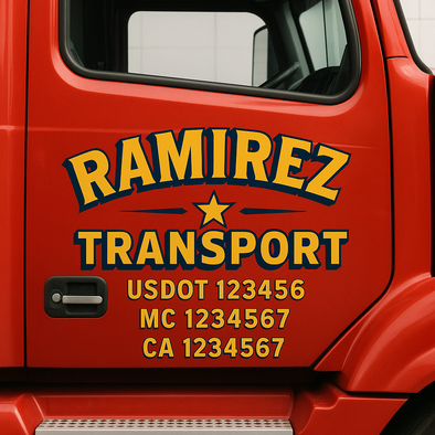Custom Designed USDOT (DOT) Truck Door Lettering Decal Signs | Graphic Designed USDOT Lettering For Semi-Trucks, Work Trucks & Box Trucks | Add Your Trucking Name, USDOT, MC, CA, KYU, GVW & VIN (2-Pack)