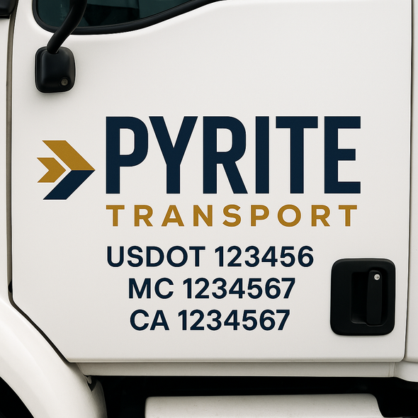 Custom Designed USDOT (DOT) Truck Door Lettering Decal Signs | Graphic Designed USDOT Lettering For Semi-Trucks, Work Trucks & Box Trucks | Add Your Trucking Name, USDOT, MC, CA, KYU, GVW & VIN (2-Pack)