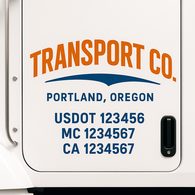 Custom Designed USDOT (DOT) Truck Door Lettering Decal Signs | Graphic Designed USDOT Lettering For Semi-Trucks, Work Trucks & Box Trucks | Add Your Trucking Name, USDOT, MC, CA, KYU, GVW & VIN (2-Pack)