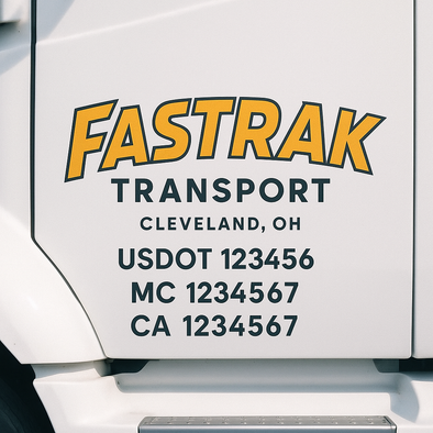 Custom Designed USDOT (DOT) Truck Door Lettering Decal Signs | Graphic Designed USDOT Lettering For Semi-Trucks, Work Trucks & Box Trucks | Add Your Trucking Name, USDOT, MC, CA, KYU, GVW & VIN (2-Pack)