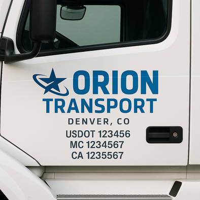 Custom Designed USDOT (DOT) Truck Door Lettering Decal Signs | Graphic Designed USDOT Lettering For Semi-Trucks, Work Trucks & Box Trucks | Add Your Trucking Name, USDOT, MC, CA, KYU, GVW & VIN (2-Pack)