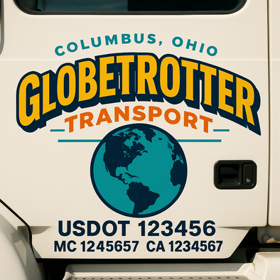 Custom Designed USDOT (DOT) Truck Door Lettering Decal Signs | Graphic Designed USDOT Lettering For Semi-Trucks, Work Trucks & Box Trucks | Add Your Trucking Name, USDOT, MC, CA, KYU, GVW & VIN (2-Pack)