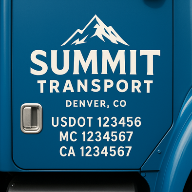 Custom Designed USDOT (DOT) Truck Door Lettering Decal Signs | Graphic Designed USDOT Lettering For Semi-Trucks, Work Trucks & Box Trucks | Add Your Trucking Name, USDOT, MC, CA, KYU, GVW & VIN (2-Pack)