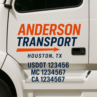 Custom Designed USDOT (DOT) Truck Door Lettering Decal Signs | Graphic Designed USDOT Lettering For Semi-Trucks, Work Trucks & Box Trucks | Add Your Trucking Name, USDOT, MC, CA, KYU, GVW & VIN (2-Pack)