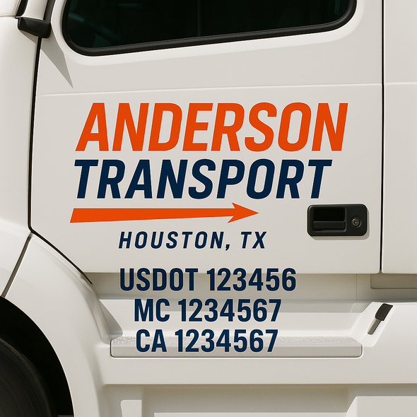 Custom Designed USDOT (DOT) Truck Door Lettering Decal Signs | Graphic Designed USDOT Lettering For Semi-Trucks, Work Trucks & Box Trucks | Add Your Trucking Name, USDOT, MC, CA, KYU, GVW & VIN (2-Pack)
