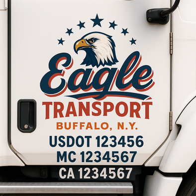 Custom Designed USDOT (DOT) Truck Door Lettering Decal Signs | Graphic Designed USDOT Lettering For Semi-Trucks, Work Trucks & Box Trucks | Add Your Trucking Name, USDOT, MC, CA, KYU, GVW & VIN (2-Pack)
