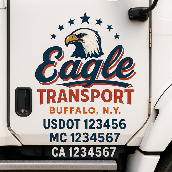 Custom Designed USDOT (DOT) Truck Door Lettering Decal Signs | Graphic Designed USDOT Lettering For Semi-Trucks, Work Trucks & Box Trucks | Add Your Trucking Name, USDOT, MC, CA, KYU, GVW & VIN (2-Pack)
