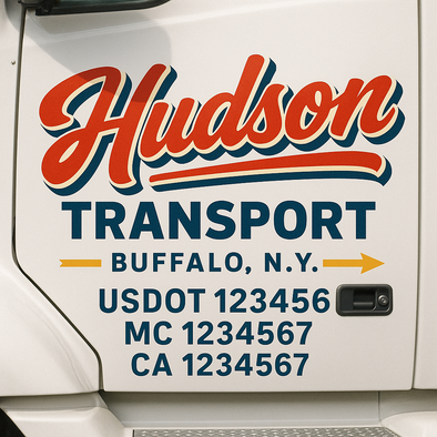 Custom Designed USDOT (DOT) Truck Door Lettering Decal Signs | Graphic Designed USDOT Lettering For Semi-Trucks, Work Trucks & Box Trucks | Add Your Trucking Name, USDOT, MC, CA, KYU, GVW & VIN (2-Pack)