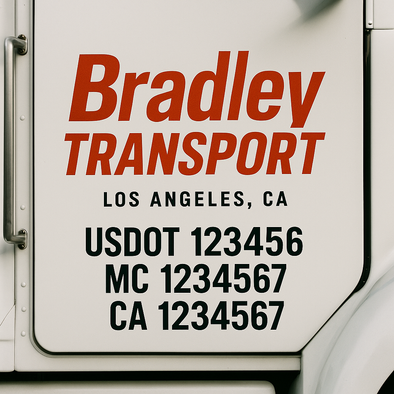 Custom Designed USDOT (DOT) Truck Door Lettering Decal Signs | Graphic Designed USDOT Lettering For Semi-Trucks, Work Trucks & Box Trucks | Add Your Trucking Name, USDOT, MC, CA, KYU, GVW & VIN (2-Pack)