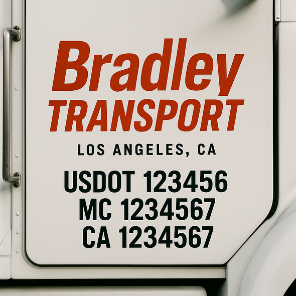 Custom Designed USDOT (DOT) Truck Door Lettering Decal Signs | Graphic Designed USDOT Lettering For Semi-Trucks, Work Trucks & Box Trucks | Add Your Trucking Name, USDOT, MC, CA, KYU, GVW & VIN (2-Pack)