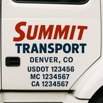 Custom Designed USDOT (DOT) Truck Door Lettering Decal Signs | Graphic Designed USDOT Lettering For Semi-Trucks, Work Trucks & Box Trucks | Add Your Trucking Name, USDOT, MC, CA, KYU, GVW & VIN (2-Pack)