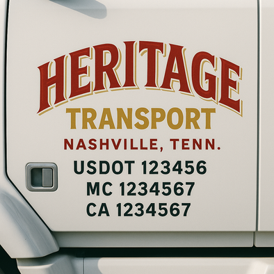 Custom Designed USDOT (DOT) Truck Door Lettering Decal Signs | Graphic Designed USDOT Lettering For Semi-Trucks, Work Trucks & Box Trucks | Add Your Trucking Name, USDOT, MC, CA, KYU, GVW & VIN (2-Pack)