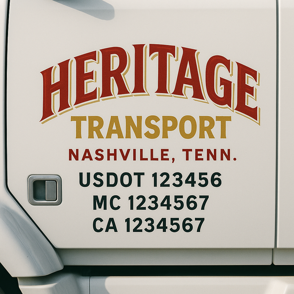Custom Designed USDOT (DOT) Truck Door Lettering Decal Signs | Graphic Designed USDOT Lettering For Semi-Trucks, Work Trucks & Box Trucks | Add Your Trucking Name, USDOT, MC, CA, KYU, GVW & VIN (2-Pack)