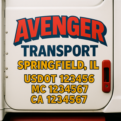 Custom Designed USDOT (DOT) Truck Door Lettering Decal Signs | Graphic Designed USDOT Lettering For Semi-Trucks, Work Trucks & Box Trucks | Add Your Trucking Name, USDOT, MC, CA, KYU, GVW & VIN (2-Pack)