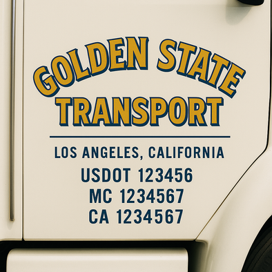 Custom Designed USDOT (DOT) Truck Door Lettering Decal Signs | Graphic Designed USDOT Lettering For Semi-Trucks, Work Trucks & Box Trucks | Add Your Trucking Name, USDOT, MC, CA, KYU, GVW & VIN (2-Pack)