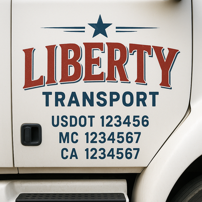 Custom Designed USDOT (DOT) Truck Door Lettering Decal Signs | Graphic Designed USDOT Lettering For Semi-Trucks, Work Trucks & Box Trucks | Add Your Trucking Name, USDOT, MC, CA, KYU, GVW & VIN (2-Pack)