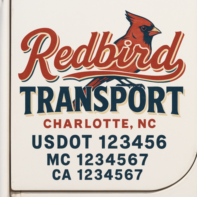 Custom Designed USDOT (DOT) Truck Door Lettering Decal Signs | Graphic Designed USDOT Lettering For Semi-Trucks, Work Trucks & Box Trucks | Add Your Trucking Name, USDOT, MC, CA, KYU, GVW & VIN (2-Pack)