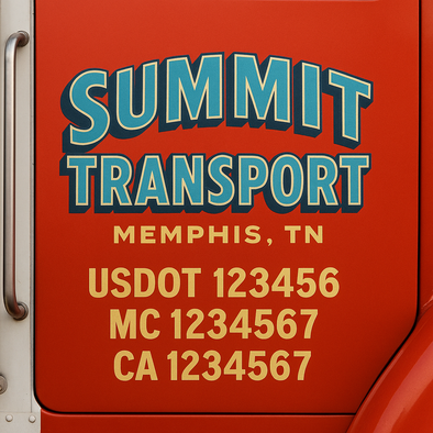 Custom Designed USDOT (DOT) Truck Door Lettering Decal Signs | Graphic Designed USDOT Lettering For Semi-Trucks, Work Trucks & Box Trucks | Add Your Trucking Name, USDOT, MC, CA, KYU, GVW & VIN (2-Pack)