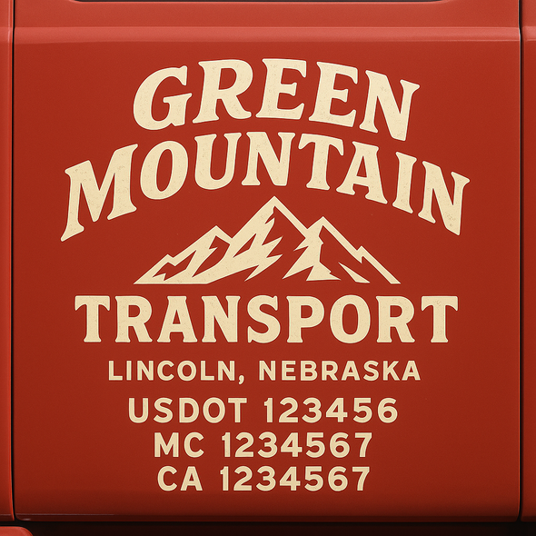 Custom Designed USDOT (DOT) Truck Door Lettering Decal Signs | Graphic Designed USDOT Lettering For Semi-Trucks, Work Trucks & Box Trucks | Add Your Trucking Name, USDOT, MC, CA, KYU, GVW & VIN (2-Pack)