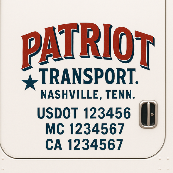 Custom Designed USDOT (DOT) Truck Door Lettering Decal Signs | Graphic Designed USDOT Lettering For Semi-Trucks, Work Trucks & Box Trucks | Add Your Trucking Name, USDOT, MC, CA, KYU, GVW & VIN (2-Pack)