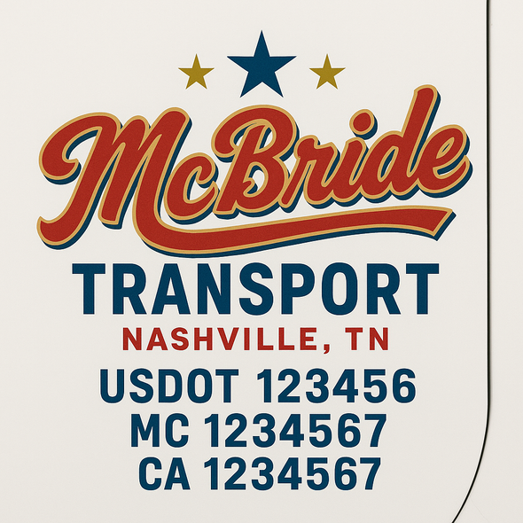 Custom Designed USDOT (DOT) Truck Door Lettering Decal Signs | Graphic Designed USDOT Lettering For Semi-Trucks, Work Trucks & Box Trucks | Add Your Trucking Name, USDOT, MC, CA, KYU, GVW & VIN (2-Pack)