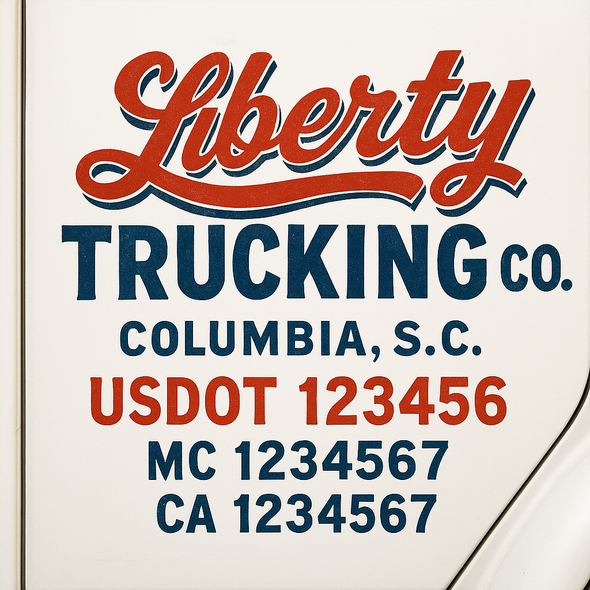 Custom Designed USDOT (DOT) Truck Door Lettering Decal Signs | Graphic Designed USDOT Lettering For Semi-Trucks, Work Trucks & Box Trucks | Add Your Trucking Name, USDOT, MC, CA, KYU, GVW & VIN (2-Pack)