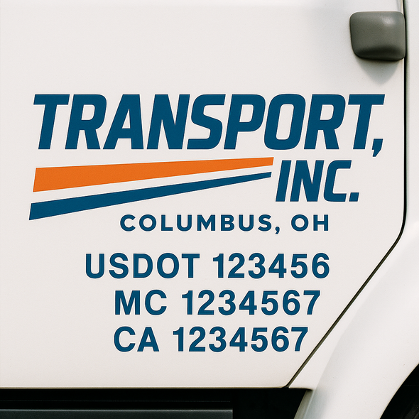 Custom Designed USDOT (DOT) Truck Door Lettering Decal Signs | Graphic Designed USDOT Lettering For Semi-Trucks, Work Trucks & Box Trucks | Add Your Trucking Name, USDOT, MC, CA, KYU, GVW & VIN (2-Pack)