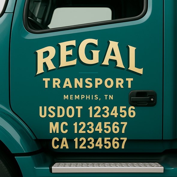 Custom Designed USDOT (DOT) Truck Door Lettering Decal Signs | Graphic Designed USDOT Lettering For Semi-Trucks, Work Trucks & Box Trucks | Add Your Trucking Name, USDOT, MC, CA, KYU, GVW & VIN (2-Pack)