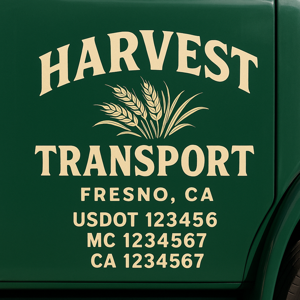 Custom Designed USDOT (DOT) Truck Door Lettering Decal Signs | Graphic Designed USDOT Lettering For Semi-Trucks, Work Trucks & Box Trucks | Add Your Trucking Name, USDOT, MC, CA, KYU, GVW & VIN (2-Pack)