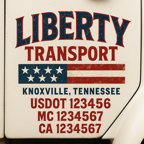 Custom Designed USDOT (DOT) Truck Door Lettering Decal Signs | Graphic Designed USDOT Lettering For Semi-Trucks, Work Trucks & Box Trucks | Add Your Trucking Name, USDOT, MC, CA, KYU, GVW & VIN (2-Pack)