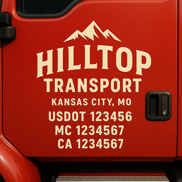 Custom Designed USDOT (DOT) Truck Door Lettering Decal Signs | Graphic Designed USDOT Lettering For Semi-Trucks, Work Trucks & Box Trucks | Add Your Trucking Name, USDOT, MC, CA, KYU, GVW & VIN (2-Pack)