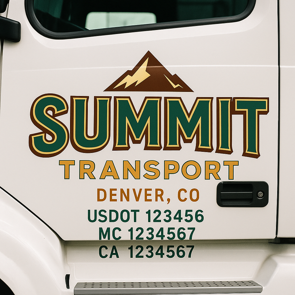 Custom Designed USDOT (DOT) Truck Door Lettering Decal Signs | Graphic Designed USDOT Lettering For Semi-Trucks, Work Trucks & Box Trucks | Add Your Trucking Name, USDOT, MC, CA, KYU, GVW & VIN (2-Pack)