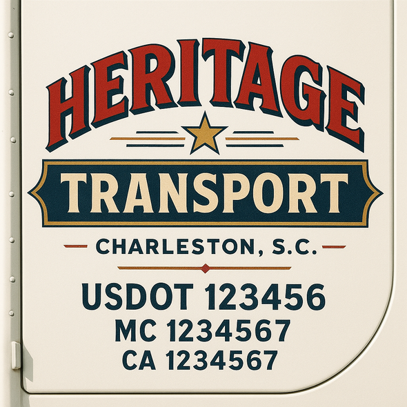 Custom Designed USDOT (DOT) Truck Door Lettering Decal Signs | Graphic Designed USDOT Lettering For Semi-Trucks, Work Trucks & Box Trucks | Add Your Trucking Name, USDOT, MC, CA, KYU, GVW & VIN (2-Pack)