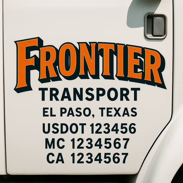 Custom Designed USDOT (DOT) Truck Door Lettering Decal Signs | Graphic Designed USDOT Lettering For Semi-Trucks, Work Trucks & Box Trucks | Add Your Trucking Name, USDOT, MC, CA, KYU, GVW & VIN (2-Pack)